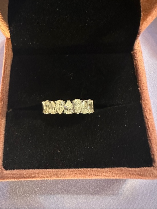 Pompeii3 Jewelry - F/VS 5.10Ct Pear Shape Diamond Eternity Ring 14k Gold Lab Grown Stackable Band